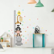 Kinderrolmaat aan de muur - Zelfklevend kinderrolmaat aan de muur in grijs design