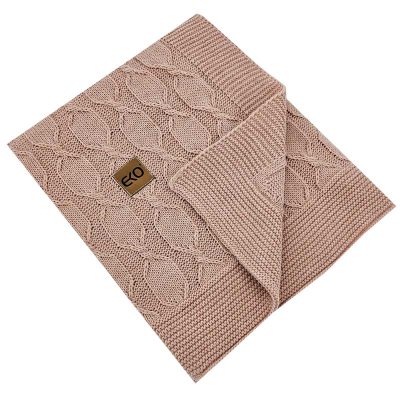EKO Kocyk dziergany z alpaki Powder Rose 80x100cm