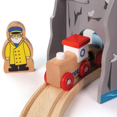 Bigjigs Rail Tunnel mit Leuchtturm und Hubschrauberlandeplatz