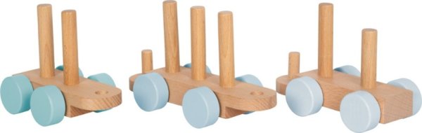 small foot Navliekanie Drevený vláčik modrý