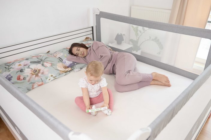 Sängyn turvalaita Monkey Mum® Popular - 200 cm - tummanharmaa - design