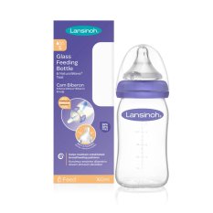 LANSINOH Nappflaska i glas med NaturalWave® napp (S) 160ml