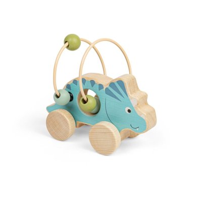 Bigjigs Toys Triceratops na kółkach z labiryntem z koralików