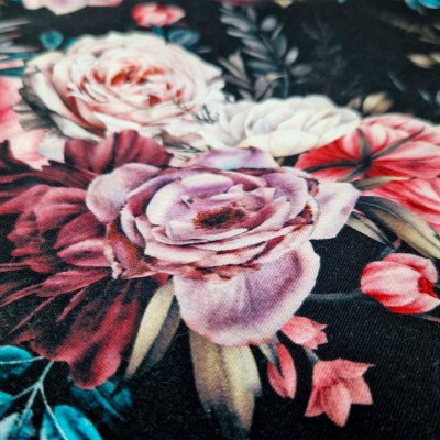 Vestido sweatshirt - flores pretas