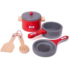 Bigjigs Toys Holz Geschirr-Set mit Punkten