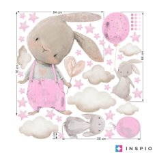 Samolepky pro holčičku - Akvarelové zajíčky v růžové barvě