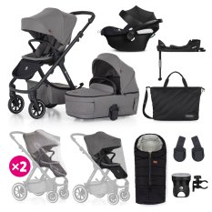 PETITE&MARS SET Kočárek 4v1 ICON Dove Grey XXL RWS + CBX By CYBEX Aton B2 i-Size