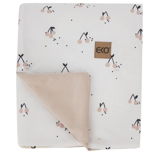 EKO Double-sided cotton blanket lined with velvet Cherry 100x80cm