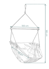 Függő pihentető szék bézs melír HOJDAVAK MAXIMUS OUT párnával, Fa Beltéri, Fekete kötél