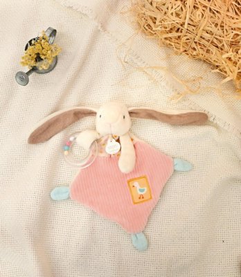 Doudou Conjunto de presente rosa Coelho Ciboulette com chocalho 21 cm