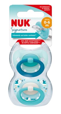NUK Dudlík Signature 0-6m 2 szt. Pudełko chłopięce
