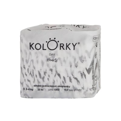 KOLORKY DAY Windeln Einweg Öko, Herz S (3-6 kg) 200 Stück - MONATLICHER VORRAT