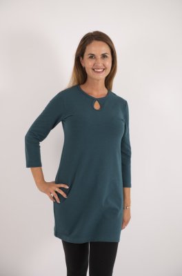Abito a sacco con maniche a 3/4 Outlast® - verde smeraldo scuro