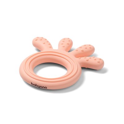 BABYONO Mordedor de silicone Polvo rosa