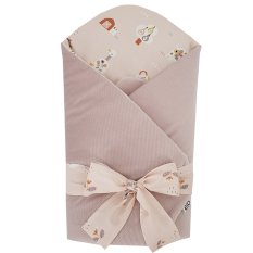 EKO Swaddle bombaž s kokosovim odstranljivim vložkom VELVET My farm Powder roza 75x75 cm