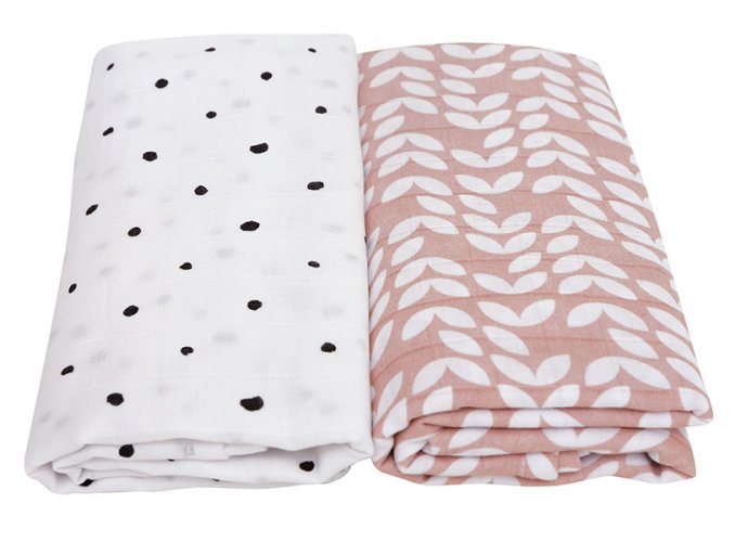 MOTHERHOOD Premium muslin blanket and swaddle 2 pcs Pink Classics 100x120 cm