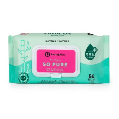 12x PETITE&MARS Ubrousky vlhčené SO PURE bambusové bioodbouratelné 56 ks (672 ks)