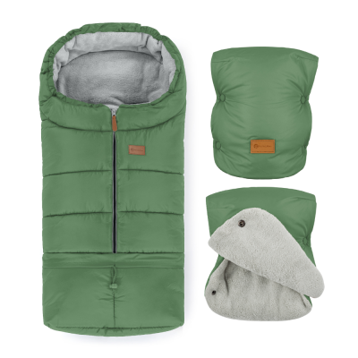 PETITE&MARS Set zimní fusak Jibot 3v1 + rukavice na kočárek Jasie Juicy Green Horizontal
