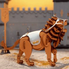 RoboTime Drewniane puzzle 3D Lew wojownik