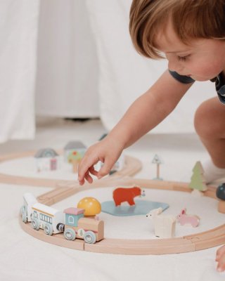 Circuito de Tren de Madera en el Bosque Bigjigs Toys