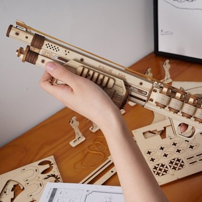 RoboTime 3D Drewniane Mechaniczne Puzzle Składanka Strzelba Terminator