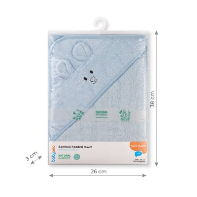 BABYONO Ręcznik z kapturkiem i uchwytami Bambus niebieski 100x100 cm