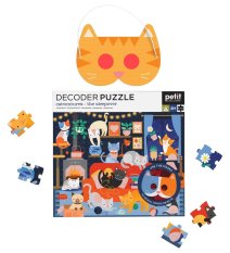 Puzzle Petit Collage cu pisici, 100 piese, cu ochelari 3D