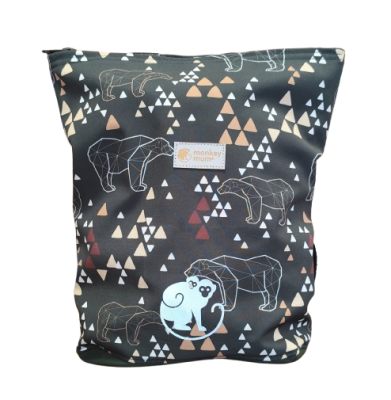 Detský softshellový batôžtek Monkey Mum® - Origami medveď - Tmavozelený