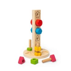 Bigjigs Toys Torre in legno con dadi e bulloni