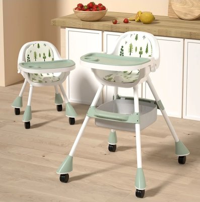 Sedia da pranzo per bambini 2 in 1 Simple - Verde Matcha