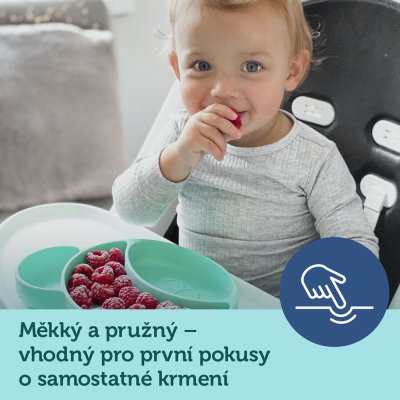 CANPOL BABIES Predelni silikonski krožnik s priseskom Medvedek turkizen