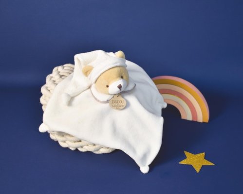 Set cadou Doudou, Ursuleț de pluș gri, 25 cm