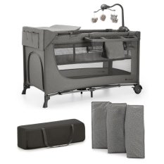 KINDERKRAFT Reisebett Joy 2 mit Zubehör Dark Grey