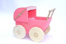 Puppenwagen aus Holz, rosa
