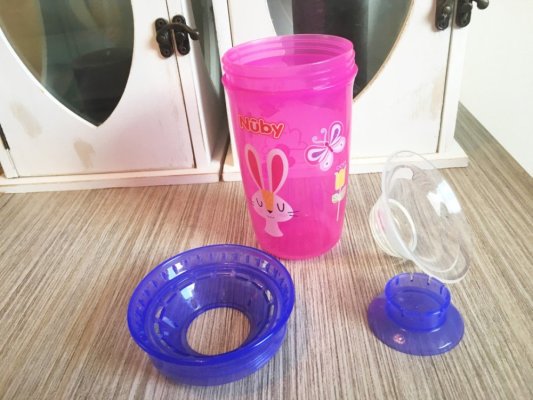 NUBY Mok niet-vloeiend 360° 300ml, 6 m+ roze/paars