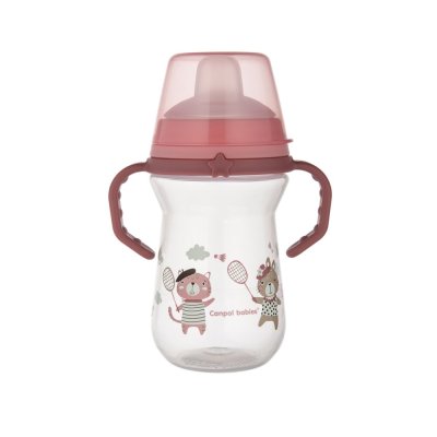 CANPOL BABIES Kubek silikonowy do picia FirstCup Bonjour Paris 250ml różowy