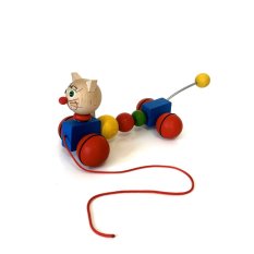 Träleksak för dragning Katt
