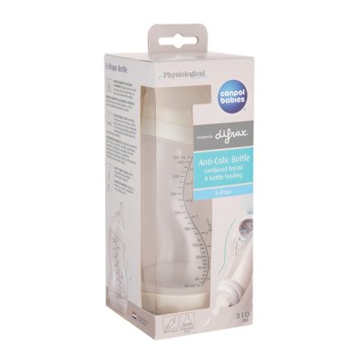 CANPOL BABIES Babyflasche mit breitem Hals, Antikolik-S-Form, 310 ml