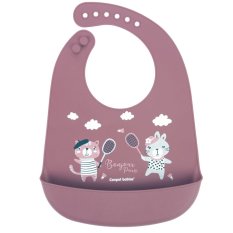 CANPOL BABIES Silikon-Lätzchen mit Tasche Bonjour Paris rosa