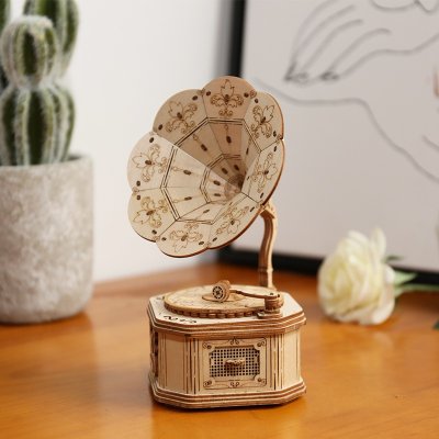 RoboTime 3D houten modelbouwpakket Antieke grammofoon