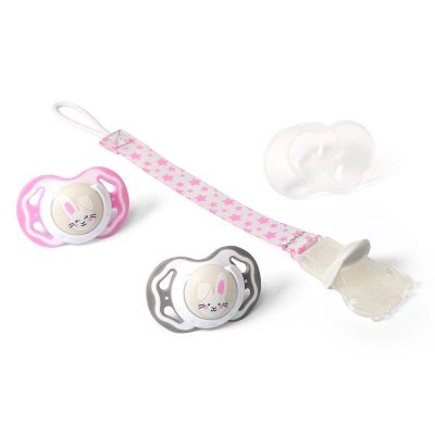 BABYONO Schnullerclip rosa 0m+