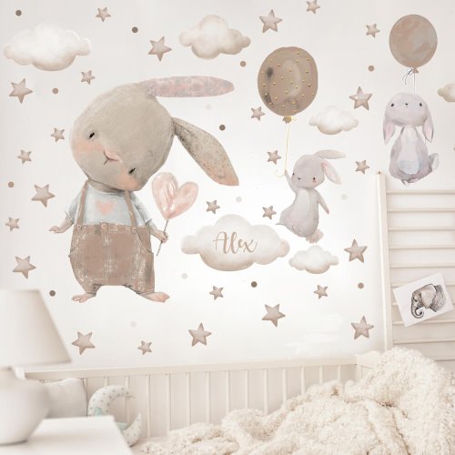 Stickers for children's room - Rabbits in brown design
