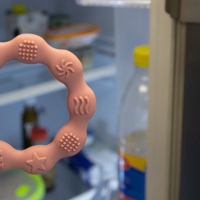 BABYONO Silicone teether Pink ring