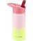 SKIP HOP Trinkflasche mit Strohhalm Edelstahl Wander - Ombré Pink, 450ml