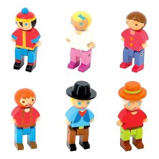 Jeujura Figurines en bois pour jeux de construction 6 pcs