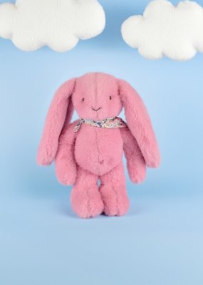 Doudou Lapin en peluche avec foulard rose 35 cm