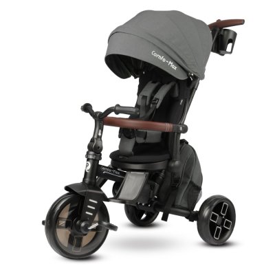 Rowerek trójkołowy QPLAY Comfo Max Grey, 7w1, wiek 10-72 miesiące