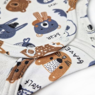 Body T-shirt deslizante IMPRESSÃO Outlast® - animais coloridos brancos