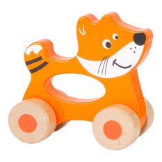 small foot Drewniane zwierzątka na kółkach do trzymania w ręce lis