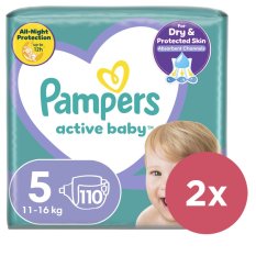 2x PAMPERS Active Baby 5 (11-16 kg) 110 st MEGA PACK - engångsblöjor